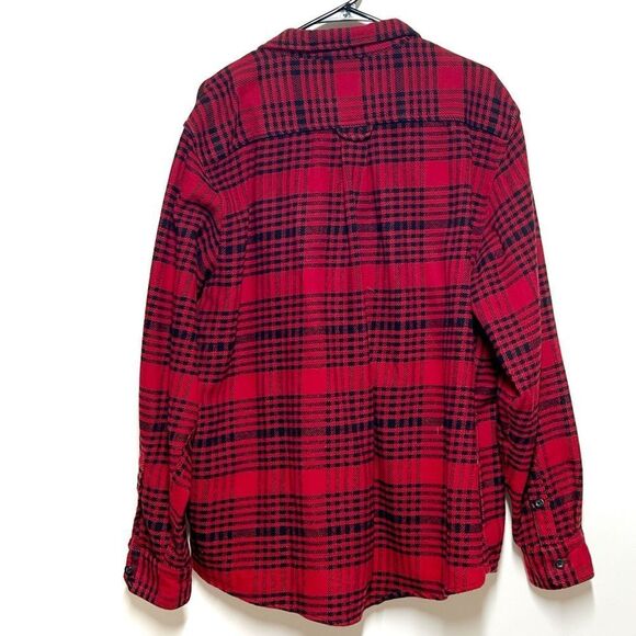 Woolrich Shacket Cotton Red Heavy Flannel Shirt Red Grid Plaid XL - Picture 2 of 5